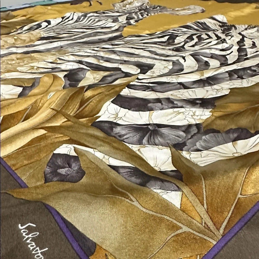 Salvatore Ferragamo Zebra Print Silk Scarf